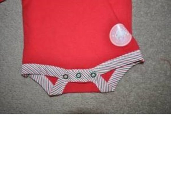 *Christmas Star Set 0/3 months Bon Bebe Red Bodysuit, Pants & Bib 3 Pc Unisex - Picture 3 of 7
